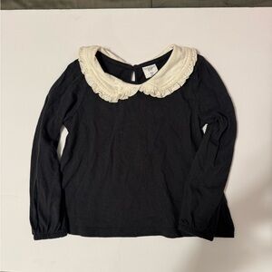 Black Kids Shirt with Cream Collar